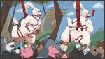 5_toes abs absurd_res angry anthro arms_tied ball_gag balls bandits barefoot bdsm bear biceps blush bodily_fluids bondage bound bubble_butt butt canid canine canis circumcised clothed clothing clothing_aside defeated digital_media_(artwork) domestic_pig erection eye_patch eyewear feet felid fingers forced forest forest_background fur gag gagged genital_fluids genitals group hands_behind_back hanging_from_branch hi_res humanoid_feet humanoid_genitalia humanoid_penis humiliation impact_lines jojoe katana lagomorph legs_tied leporid male male/male mammal melee_weapon miyamoto_usagi mountain muscular muscular_anthro muscular_male nature nature_background nipples nude pantherine pecs penile penis plant plantigrade precum rabbit restraints rope rope_bondage rope_harness samurai scar smile stripes suid suine surprised sus_(pig) sword tail teeth tiger toes tree ursine usagi_yojimbo warrior weapon white_body wolf