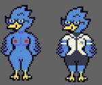 anthro avian beak berdly breasts crossgender deltarune digital_media_(artwork) eyewear female glasses model_sheet nipples nsfwfromd pixel_(artwork) smug solo tagme thick_thighs undertale_(series) wings