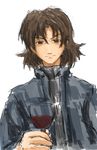  bad_deviantart_id bad_id brown_eyes brown_hair cup drinking_glass fate/stay_night fate/zero fate_(series) highres kotomine_kirei male_focus pandaga sketch solo wine_glass 