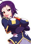  :p bandaid breasts crossed_arms highres impossible_clothes impossible_shirt large_breasts mattari_yufi medaka_box naze_youka red_eyes school_uniform shirt short_hair solo tongue tongue_out 