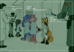 2_tails amy_rose anthro black_body black_fur black_nose blue_body blue_fur brown_feet brown_hands brown_striped_fur canid canine cattle_prod clipboard dipstick_tail english_text eulipotyphlan exclamation_point eyelashes feet female fox fur gloves_(marking) gown green_eyes grey_body grey_fur groggy group guard gun hand_holding hedgehog hi_res human male mammal markings miles_prower mouth_mask multi_tail multicolored_body multicolored_fur patient_gown pawpads pen pink_body pink_fur quavernsfw ranged_weapon red_stripes research rubbing_eyes scientist sega shadow_the_hedgehog sonic_the_hedgehog sonic_the_hedgehog_(series) stripes tail tail_markings tan_hands tan_palms tan_soles text waking_up weapon white_tail_tip yellow_body yellow_fur