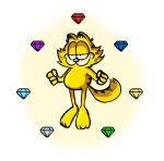 2018 animal_ears anthro aura blue_gem chaos_emerald cheek_tuft clenched_hands crossover cyan_gem domestic_cat emerald_(gem) facial_tuft felid feline felis floating floating_object floating_objects fluffy fluffy_tail full-length_portrait fur fur_markings garfield_(series) garfield_the_cat gem green_gem levitating levitating_object levitation looking_away male mammal markings narrowed_eyes nickelodeon pink_nose portrait purple_gem red_gem sega simple_background smile smug smug_face solo sonic_the_hedgehog_(series) sony_corporation sony_interactive_entertainment sony_pictures striped_body striped_fur striped_markings striped_tail stripes super_form tabby_cat tail tail_markings tsunamicorw tuft white_background white_gem yellow_aura yellow_body yellow_fur yellow_gem