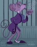 2023 anthro ascot atimon basil_(disney) belt bottomwear clothing disney fantasia_2000 footwear full-length_portrait fur hi_res male mammal mouse mouth_closed murid murine narrowed_eyes pants portrait raised_tail robe rodent shoes side_view signature smoke smoking_pipe solo tail text the_great_mouse_detective topwear