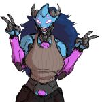 colored_sketch cybernetics cyborg female gesture glowing glowing_eyes hand_gesture hi_res humanoid machine r-a_(robotic_armorder) robot robot_humanoid sharp_teeth sketch solo teeth tongue v_sign zimakum
