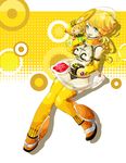  blonde_hair bottle c.c._lemon c.c._lemon_(character) cat detached_sleeves gloves green_eyes helmet highres innertube makoto_daikichi md5_mismatch solo 