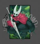 anthro arthropod big_butt black_body blue_eyes butt cloak clothing daeriusus english_text expansion female hi_res hollow_knight_(franchise) hornet_(hollow_knight) huge_butt huge_hips huge_thighs hyper hyper_butt hyper_hips hyper_thighs looking_back musical_note musical_symbol onomatopoeia playing_music solo sound_effects symbol team_cherry text thick_thighs thigh_expansion wide_hips