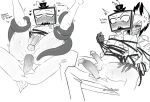 abdominal_bulge alastor_(hazbin_hotel) anal anal_penetration angry animal_humanoid annoyed antennae_(anatomy) arms_tied athletic athletic_male balls bdsm blush blushing_profusely bodily_fluids bondage bottomless bottomwear bound clothed clothing cross-popping_vein deer deer_humanoid demon dialogue directional_arrow dominant dominant_male dripping duo ears_up electronics emanata erection eye_roll flat_screen flat_screen_television flatscreen for_a_head from_behind_position genital_fluids genitals grin hair half-closed_eyes hand_on_leg hands_behind_back hat hatorobin hazbin_hotel headgear headwear heart_symbol hellaverse hi_res holding_both_legs holding_legs_up humanoid humanoid_genitalia humanoid_penis legs_up looking_at_another looking_at_partner looking_down looking_pleasured male male/male male_penetrated male_penetrating male_penetrating_male mammal mammal_humanoid medium_hair monochrome mostly_nude narrowed_eyes nipples object_head on_bottom on_top open_bottomwear open_clothing open_mouth open_pants open_topwear pants partially_clothed pecs penetration penis penis_size_difference pointy_ears precum precum_drip prick_ears profanity rectangle_nipples restrained restrained_arms restrained_by_tentacles restrained_legs restraints screen screen_face screen_head sequence sex shallow_penetration sharp_teeth shirt short_tail signature simple_background smile smug spread_legs spreading stuttering submissive submissive_male sweat tail tears teeth television tentacles tentacles_around_legs text thick_thighs topwear tv_head unusual_anatomy unusual_nipples vox_(hazbin_hotel) white_background wide_eyed