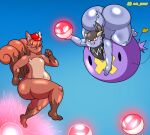 2025 al_gx anthro ass_up baby_kangaskhan balloon big_butt blue_body bomb bottom_heavy breasts butt butt_focus canid canine casual_nudity drifloon duo explosives female fox freckled_butt freckled_face freckles gap_teeth generation_1_pokemon generation_4_pokemon generation_6_pokemon hair hi_res huge_butt hyper hyper_butt inflatable jumping kangaskhan male mammal mega_evolution mega_kangaskhan nintendo pear-shaped_figure pearl_(al_gx) pokemon pokemon_(species) ponytail rear_view red_body scarf short_stack slightly_chubby small_breasts solo text voltorb vulpix wide_hips