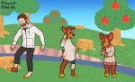 2021 absurd_res animal_crossing anthro apple_tree blush bottomwear brown_body clothing day deer digital_media_(artwork) fauna_(animal_crossing) female fruit_tree gender_transformation hi_res hoodie human human_to_anthro kadvok male mammal mtf_transformation nintendo outside pants plant river shrinking size_transformation smile solo species_transformation tail topwear transformation transformation_sequence tree white_clothing white_hoodie white_topwear