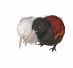  animal_focus animalization bird black_eyes blue_eyes coat coat_on_shoulders dante_(limbus_company) faust_(project_moon) highres id_card ivy_(675671) kiwi_(bird) limbus_company project_moon red_coat simple_background white_background 