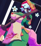 american_opossum anthro apron atlyss big_breasts black_markings breasts broom chang_(atlyss) cleaning_tool clothed clothing colored digital_media_(artwork) dress eyes_closed facial_markings female flower fully_clothed fur gloves_(marking) green_clothing green_dress hair head_markings hi_res hood kappanana mammal markings marsupial mask_(marking) plant portrait sally_(atlyss) shaded short_hair simple_background snaggle_tooth solo standing tail three-quarter_portrait white_body white_fur white_hair wide_hips