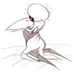 abafterdark anthro arthropod black_body blush bodily_fluids cum cum_inside duo eyes_closed female genital_fluids genitals gynomorph heart_symbol hollow_knight:_silksong hollow_knight_(franchise) horn hornet_(hollow_knight) intersex intersex/female lace_(hollow_knight:_silksong) mask nude penis sex team_cherry white_body