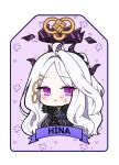  1girl ahoge black_gloves black_halo blue_archive blush chibi chibi_only commentary_request demon_girl demon_horns drawppyo gloves halo highres hina_(blue_archive) horns korean_commentary long_hair looking_at_viewer purple_eyes solo upper_body very_long_hair white_hair 
