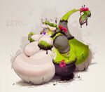 2023 2_horns 3_claws 3_toes accessory anthro antlers arm_warmers armwear bandeau belly belly_folds belly_on_ground belly_overhang big_belly big_breasts big_tail biped breasts claws clothing colored countershade_face countershade_neck countershade_tail countershade_torso countershading cracked_ground deep_navel digital_media_(artwork) digital_painting_(artwork) dragon ear_markings elemental_creature elemental_dragon eyelashes fat_arms feet female female_anthro floppy_ears flora_fauna flower flower_in_hair flower_tail furgonomics glistening glistening_belly glistening_breasts green_leaves green_markings green_spots grey_background grey_text grin hair hair_accessory hi_res horn huge_belly huge_tail huge_thighs imperial_unit jewelry legwear looking_at_viewer markings miluinaoxie morbidly_obese morbidly_obese_anthro morbidly_obese_female mythological_creature mythological_scalie mythology navel necklace obese obese_anthro obese_female overweight overweight_anthro overweight_female painting_(artwork) pattern_armwear pattern_clothing pattern_legwear plant plant_clothing plant_hair pseudo_hair red_claws red_flower ring_(marking) scalie shaded sharp_teeth simple_background smile solo spots standing stated_weight striped_armwear striped_belly striped_clothing striped_legwear striped_markings striped_tail stripes tail tail_accessory tail_clothing tail_markings tail_warmer teeth thick_tail thick_thighs toe_claws toes topwear white_body white_breasts white_countershading white_ears white_horn