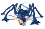  azel_(horusuke) claws digimon digimon_adventure_02 fire flame green_eyes highres horns monster multiple_legs no_humans open_mouth sharp_teeth solo spikes tail teeth 