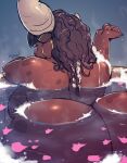 absurd_res anthro back_boob bath bathtub bent_over big_breasts big_butt big_horn bovid bovine breasts brown_body brown_fur butt ear_piercing ear_ring european_mythology female fur gav greek_mythology hi_res horn huge_breasts huge_butt huge_horn mammal minotaur mythology partially_submerged piercing rear_view ring_piercing solo water wide_hips