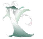  1girl arched_back braid chinese_commentary cloak closed_eyes commentary_request cookie_run cookie_run:_kingdom dress escaping158 facing_viewer flower full_body gradient_clothes gradient_dress green_cloak green_dress hair_between_eyes hair_flower hair_ornament highres humanization lily_(flower) long_dress long_hair outstretched_arms parted_lips partially_colored simple_background single_braid sketch solo spread_arms standing very_long_hair white_background white_dress white_flower white_hair white_lily white_lily_cookie wrist_wrap 