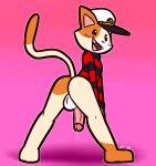 2025 anthro backsack balls big_penis black_clothing black_hat black_headwear black_nose black_sweater black_topwear blush bodily_fluids bottomless butt clothed clothing cute_fangs dipstick_tail domestic_cat fan_character fangs felid feline felis fur genital_fluids genitals glans half-erect hat headgear headwear humanoid_genitalia humanoid_penis leaning leaning_forward leg_markings looking_back male mammal markings orange_body orange_fur pattern_clothing pattern_sweater pattern_topwear penis pink_glans pink_inner_ear pink_penis pixile_studios precum red_clothing red_sweater red_topwear sailor_cap smile socks_(marking) solo striped_clothing striped_sweater striped_topwear stripes super_animal_royale sweater tail tail_markings tan_body tan_fur teeth topwear ultilix white_balls white_body white_clothing white_fur white_hat white_headwear