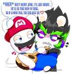 1:1 2023 annoyed anthro artist_name bent_arm black_clothing black_facial_hair black_hair black_handwear black_jacket black_mittens black_mustache black_topwear blue_clothing blue_eyes blue_overalls buckteeth carrying_another clearing_throat clothed clothed_anthro clothed_female clothed_male clothing colored crossover dialogue digital_drawing_(artwork) digital_media_(artwork) duo edge_(mario_plus_rabbids) english_description english_text eye_contact eyebrows eyelashes facial_hair female female_anthro fur green_eyebrows green_hair hair half-closed_eyes handwear hat headgear headwear hi_res jacket jooniethenight lagomorph light lighting long_ears looking_at_another lute male male_anthro mammal mandolin mario_bros mario_plus_rabbids_kingdom_battle mario_plus_rabbids_sparks_of_hope mitten_hands mittens multicolored_hair musical_instrument musical_note musical_symbol mustache narrowed_eyes nintendo noseless open_clothing open_jacket open_topwear overalls pink_tongue playing_mandolin playing_music plucked_string_instrument purple_clothing purple_shirt purple_topwear rabbid rabbid_mario raving_rabbids rayman_(series) red_clothing red_hat red_headwear shaded sharp_teeth shirt shirtless_anthro shirtless_male short_hair simple_background smile smiling_at_another squint string_instrument symbol talking_to_another tan_eyelids tan_inner_ear teeth text thick_eyebrows tongue topwear two_tone_hair ubisoft white_background white_body white_fur