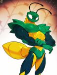 2025 absurd_res antennae_(anatomy) anthro arthropod arthropod_abdomen biceps black_antennae exoskeleton green_body green_fingers green_hands green_head green_prince_(hollow_knight:_silksong) hi_res hollow_knight:_silksong hollow_knight_(franchise) insect kingdomvelvet multicolored_body pecs solo team_cherry yellow_body