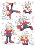  1other absurdres animal_ears commentary_request full_body furry hand_in_pocket heart highres kicking neko_gyoza open_mouth other_focus pokemon pokemon_(creature) rabbit_ears rabbit_tail raboot red_eyes running standing star_(symbol) tail white_hair 