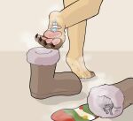 absurd_res bodily_fluids boots canid canine clothing dragon feet felid foot_fetish foot_focus foot_sniffing footwear hi_res lyeponstan mammal micro mythological_creature mythological_scalie mythology paws scalie shoes smelly sniffing socks steam sweat