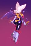 absurd_res anthro armwear backless_clothing bat boots breast_squish breasts butt_cleavage butt_cutout choker clothing cutout elbow_gloves eyes_closed female fingerless_gloves footwear gloves gradient_background handwear hi_res high_heeled_boots high_heels jamoart jewelry mammal membrane_(anatomy) membranous_wings necklace rear_view rouge_the_bat sega shoes simple_background solo sonic_the_hedgehog_(series) sparkles squish wings