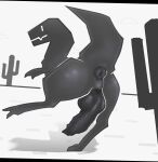 16cmtothemoon 2025 absurd_res anus big_penis butt cactus dinosaur dinosaur_(google_chrome) feral genitals google google_chrome greyscale hi_res knot knotted_penis male monochrome on_one_leg penis plant prehistoric_species puffy_anus raised_leg reptile saurischian scalie solo standing theropod tyrannosaurid tyrannosauroid tyrannosaurus tyrannosaurus_rex