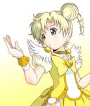  :o amraam120c blonde_hair blush bow choker cosplay cure_peace cure_peace_(cosplay) double_bun dress green_eyes grunhilde_serenity kanemoto_hisako miniskirt_pirates open_mouth precure seiyuu_connection short_hair skirt smile_precure! solo yellow yellow_bow yellow_choker yellow_skirt 