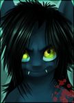  black_hair blood equine fangs hair horse imalou looking_at_viewer mammal mitternacht_(mlp) original_character yellow_eyes 