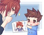  age_difference brown_eyes brown_hair child drawing father_and_son folks_(nabokof) kratos_aurion lloyd_irving open_mouth red_eyes red_hair short_hair tales_of_(series) tales_of_symphonia 