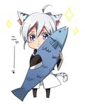  animal_ears cat_ears fish kemonomimi_mode melty_blood purple_eyes riesbyfe_stridberg six_(fnrptal1010) solo tail tsukihime white_hair 