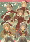  5girls absurdres adapted_costume alternate_costume black_pantyhose blonde_hair blue_eyes braid breasts capelet commentary_request crown dress feet_out_of_frame full_body fur-trimmed_capelet fur-trimmed_dress fur-trimmed_headwear fur_trim gloves grey_hair grey_jacket grey_skirt grey_thighhighs grin hair_between_eyes half_up_braid hat highres jacket javelin_(kancolle) jervis_(kancolle) kantai_collection long_hair medium_breasts military_uniform mini_crown multiple_girls official_alternate_costume panties panties_under_pantyhose pantyhose party_popper pot-de red_capelet red_dress red_hat red_jacket rodney_(kancolle) sailor_collar sailor_dress santa_hat short_hair skirt smile thighhighs underwear valiant_(kancolle) warspite_(christmas)_(kancolle) warspite_(kancolle) white_dress white_gloves white_sailor_collar 