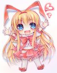  amae_koromo bad_id bad_pixiv_id blonde_hair blue_eyes blush chibi kabocha_usagi long_hair ribbon saki smile solo 