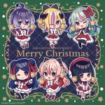  6+girls ahoge amagi_hana blue_eyes bow chibi christmas commentary_request copyright_name dress flower garasumiya_(girls_revolution_project) girls_revolution_project group_name hair_bun hair_flower hair_ornament highres hinageshi_(girls_revolution_project) kakyoin_(girls_revolution_project) kamitsubaki_studio long_hair long_sleeves looking_at_viewer merry_christmas mikoto_(girls_revolution_project) multicolored_hair multiple_girls orihime_(girls_revolution_project) pink_hair skirt virtual_youtuber white_bow wide_sleeves yunagi_(girls_revolution_project) 