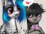  &hearts; &lt;3 black_hair blue_hair bow equine female friendship_is_magic hair horn horse imalou mammal music_notes musical_note my_little_pony octavia_(mlp) purple_eyes red_eyes unicorn vinyl_scratch_(mlp) 