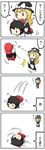  4koma bow comic hakurei_reimu hat highres kicking kirisame_marisa multiple_girls potaaju smile touhou translated witch_hat 