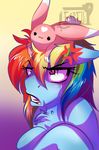  &hearts; &lt;3 angry equine female feral friendship_is_magic hair horse lagomorph mammal multi-colored_hair my_little_pony plain_background pony rabbit rainbow_dash_(mlp) rainbow_hair tartii 