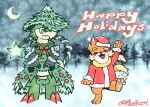  2_toes 3_toes angry bell breloom buizel christmas christmas_clothing christmas_headwear christmas_tree_costume clothing costume crescent_moon cybernetic_arm cybernetic_limb cybernetic_tail cybernetics cyborg duo ellie_(psykwol) eyebrows eyes_closed facial_tuft fake_beard feet female firebird_(psykwol) frown fur generation_3_pokemon generation_4_pokemon gift_bow green_body happy happy_holidays hat headgear headwear holidays jingle_bell leaf leaf_hair machine male male/female metal_claws moon nintendo open_mouth open_smile orange_body orange_fur plant plant_hair pokemon pokemon_(species) pseudo_hair psykwol raised_leg red_clothing santa_coat santa_costume santa_hat smile smiling_at_viewer snow snow_on_body snow_on_fur snowing star tan_body tan_fur text tinsel toes tree tuft wreath wreath_around_neck wreath_bow yellow_body 