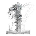  1girl absurdres chinese_commentary commentary_request dated from_side hatsune_miku headset highres limited_palette meishifu parted_lips profile radio_tower satellite_dish sideways_mouth simple_background solo vocaloid white_background 