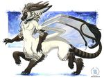  abstract_background horn kace_(dragonform) kacey male solo taur tongue tongue_out wings 
