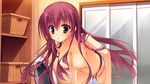  :o bent_over breasts brown_eyes dracu-riot! game_cg hanging_breasts inamura_rio kobuichi long_hair medium_breasts nipples panties panty_pull pink_hair underwear undressing 