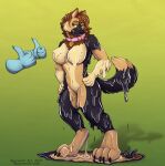 2025 4_toes after_transformation artist_name big_feet biped black_body black_claws black_nose breasts brown_body canid canine canis cheek_tuft claws collar collar_only digitigrade disembodied_hand domestic_dog dripping facial_tuft featureless_breasts featureless_crotch feet female fur_hair german_shepherd gesture ghost_hand glistening gloves_(marking) goo_creature goo_drip goo_puddle gradient_background green_background green_eyes hand_gesture hands_on_hips herding_dog hi_res inner_ear_fluff latex leg_markings liquid_latex mammal mane markings multicolored_body neck_tuft nude pastoral_dog paws pose recurrent shaded sharp_teeth simple_background smile snout socks_(marking) standing tail tan_body teeth text thumbs_up toe_claws toes toothy_smile tuft unknown_species url whisker_spots