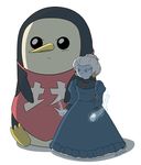  adventure_time animal bad_source bird black_eyes blue_skin bou_(sen_to_chihiro_no_kamikakushi) bou_(sen_to_chihiro_no_kamikakushi)_(cosplay) clothed_animal cosplay deighvid dress dudou genderswap genderswap_(mtf) gunther_(adventure_time) ice_king ice_queen parody penguin sen_to_chihiro_no_kamikakushi simple_background white_background white_hair yubaba yubaba_(cosplay) 