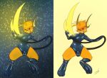 anthro ball_bulge bulge clothed clothing detailed_bulge digital_media_(artwork) eyewear generation_1_pokemon grin hi_res latex latex_clothing latex_skinsuit legwear male nintendo pokemon pokemon_(species) raichu simple_background skinsuit smile solo stormdragonblue tail tight_clothing