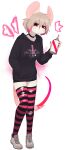 absolute_territory absurd_res alternative_fashion anthro big_ears black_clothing black_hoodie black_topwear blonde_hair choker clothed clothed_female clothing emo female footwear freckled_face freckles fully_clothed fully_clothed_female hair hi_res highlights_(coloring) hoodie jewelry legwear mammal mouse murid murine necklace paint pattern_clothing pattern_legwear pattern_stockings rodent shoes sneakers solo spray_paint spray_paint_can stockings striped_clothing striped_legwear striped_stockings stripes topwear torn_clothing torn_legwear torn_stockings yoako