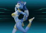 3d_(artwork) anthro bedroom_eyes blender_(artwork) canid canine digital_media_(artwork) female fox fur hand_behind_head hand_on_butt krystal_(star_fox) mammal multicolored_body multicolored_fur narrowed_eyes nintendo pinup pose seductive semioriginalusername solo star_fox tribal