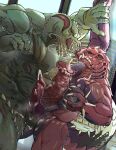 anthro balls bodily_fluids capcom cum duo erection fangs genital_fluids genitals glans hi_res knot licking licking_lips male male/male monster_hunter muscular muscular_male nino_the_melon penis scalie size_difference tail teeth tongue tongue_out