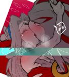5_fingers accessory anthro anthro_on_top bangs black_body black_fur blonde_hair blue_headband blush blush_lines bodily_fluids breast_squish breasts breath clothing dali6006 dominant dominant_male dripping duo eulipotyphlan eyelashes eyes_closed female female_on_anthro female_on_bottom fingers french_kissing fur hair hand_on_ear hand_on_head headband heart_symbol hedgehog hi_res human human_on_anthro humanoid_hands interspecies kissing lying male male/female male_anthro male_on_human male_on_top mammal maria_robotnik motion_lines multicolored_body multicolored_fur narrowed_eyes nude nude_anthro nude_female nude_human nude_male on_back on_bottom on_top parted_bangs red_background red_body red_eyes red_fur saliva saliva_drip sega shadow_the_hedgehog shoulder_blush simple_background sonic_the_hedgehog_(series) squish submissive submissive_female suggestive sweat sweatdrop tan_body tan_skin tears tears_of_pleasure tongue