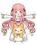  >_< +_+ 1girl ahoge animal animal_ears belt black_belt black_ribbon blunt_bangs bow bow_choker bowtie bra_strap brown_eyes buttons cat cat_ears center_frills cherilynorz chibi chinese_commentary choker circle_skirt cloak clothed_animal commentary_request drawn_ears drawn_whiskers ear_covers eyelashes frilled_shirt frilled_skirt frilled_sleeves frills full_body hair_ribbon happy highres hood hood_up hooded_cloak infinity_nikki kneehighs layered_skirt leaning_forward light_blush long_hair long_sidelocks long_sleeves low_twintails mary_janes medium_skirt momo_(nikki) nikki_(nikki) nikki_(series) off-shoulder_shirt off_shoulder open_mouth orange_bow orange_bowtie outline outstretched_arms perfect_start_(infinity_nikki) pink_bow pink_bowtie pink_choker pink_hair pink_shoes pink_skirt pleated_skirt print_skirt puffy_long_sleeves puffy_sleeves ribbon shirt shoes sidelocks simple_background single_stripe skirt sleeves_past_wrists smile snowflake_print snowflakes socks sparkle sparkling_eyes straight-on striped_bow striped_bowtie striped_choker striped_clothes tareme tress_ribbon twintails variant_set very_long_hair wavy_hair whiskers white_background white_cat white_shirt white_skirt white_socks yellow_cloak yellow_outline 